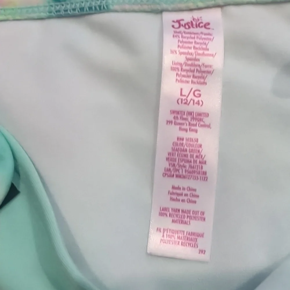 3/$30 JUSTICE Tie Dye/Aqua Color Block sporty 2 Piece Swimsuit Bikini Sz 12-4(L)